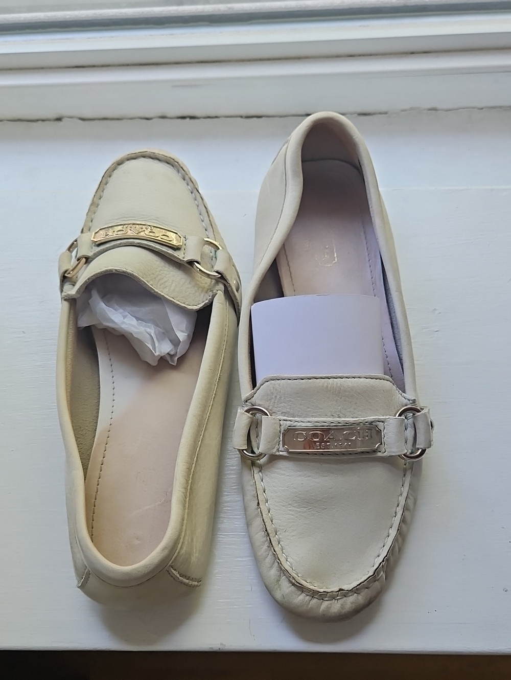Coach Cream Women's Leather Moccasin Loafers